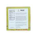 Back of SNAAP Dubai Milk Chocolate 42% bar by Auro in vibrant green pink box
