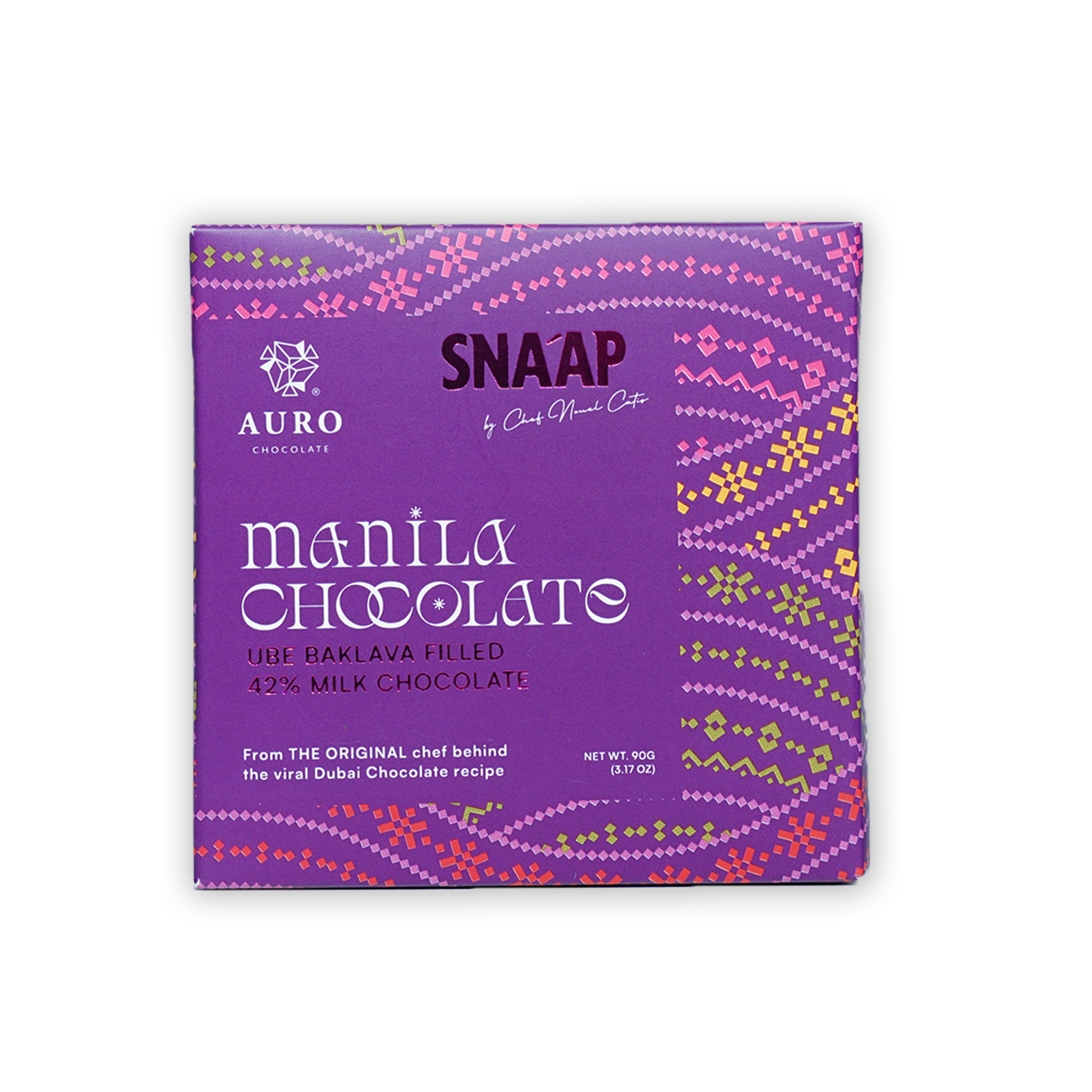 SNAAP Manila Ube Ganache Milk Chocolate 42% by Auro purple box