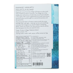 Back of Soma Ramage Vanuatu 70% white chocolate bar wrapper with teal design