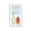 Soma Mini Cacao Fruit Pulp bar in white package with cocoa pods