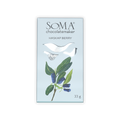 Soma Mini Haskap Berry light blue chocolate package with berry leaves illustration