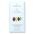 The Organic House Dark Peru Ucayali 85% with cacao pods in front