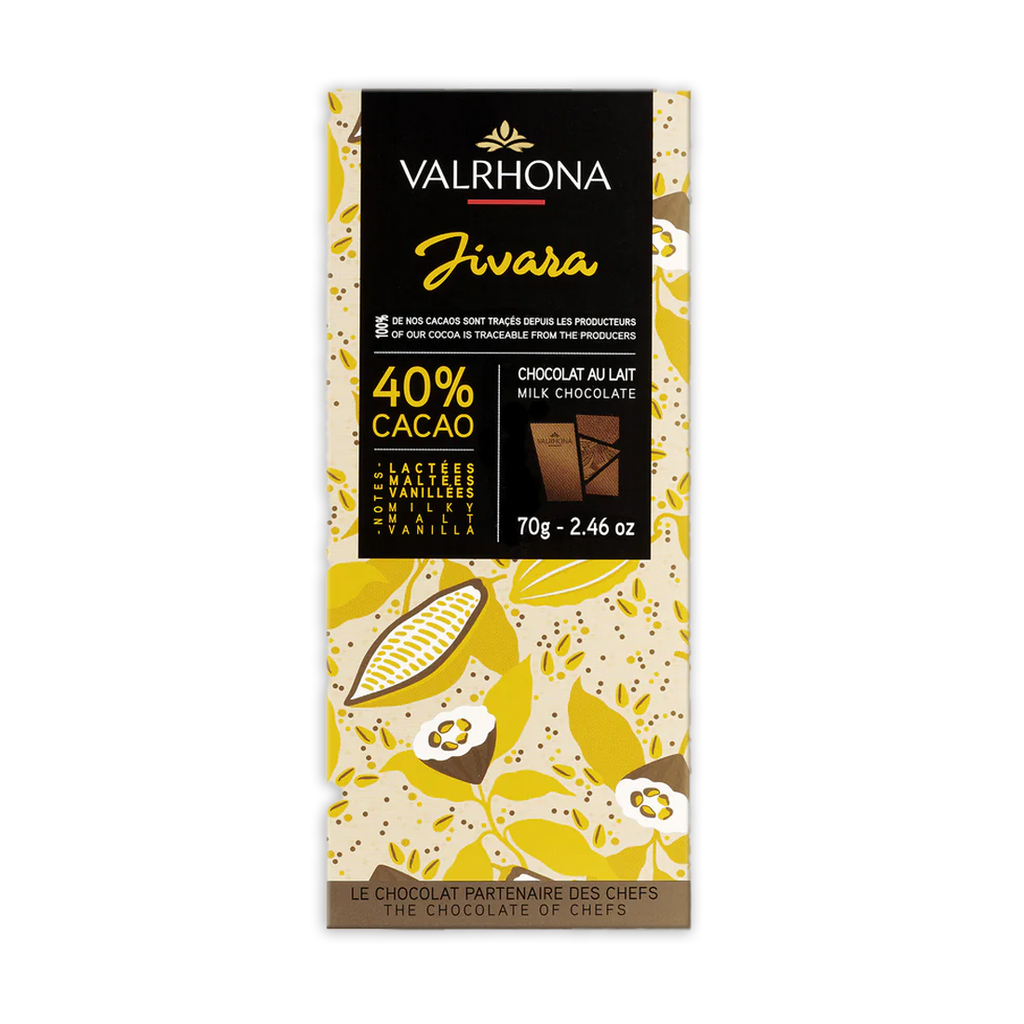 Valrhona Grand Cru Jivara 40% milk chocolate bar wrapper