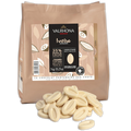 Valrhona Ivoire white chocolate feves 1kg bag with beige black label