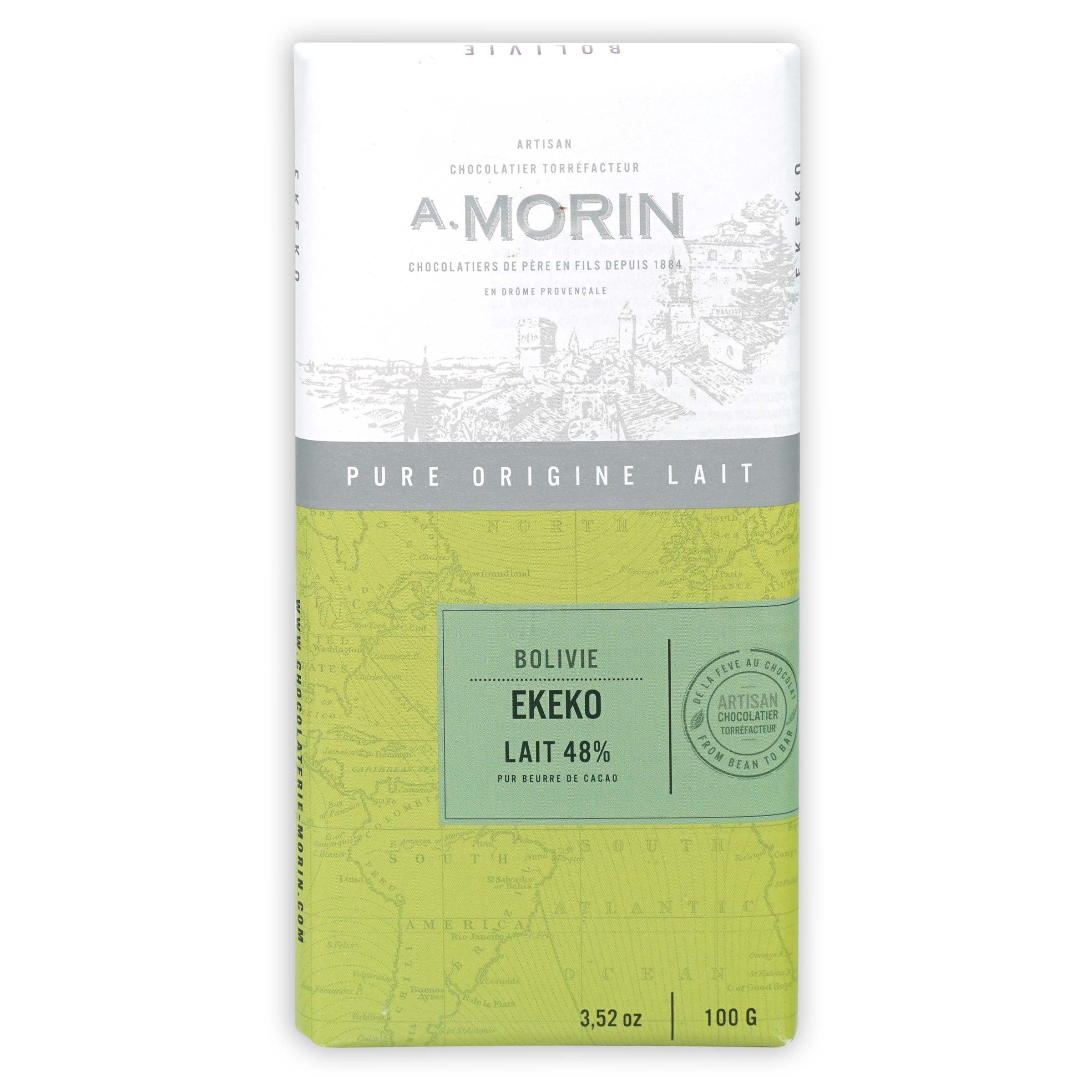 A. label on A. Morin Bolivia Ekeko Milk 48% product