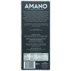 Back of Amano Macoris 70% dark green artisan chocolate bar box