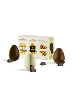 Amedei Easter Eggs Trio limited edition glossy dark and white chocolate eggs filled with nutty and berry fruit fillings