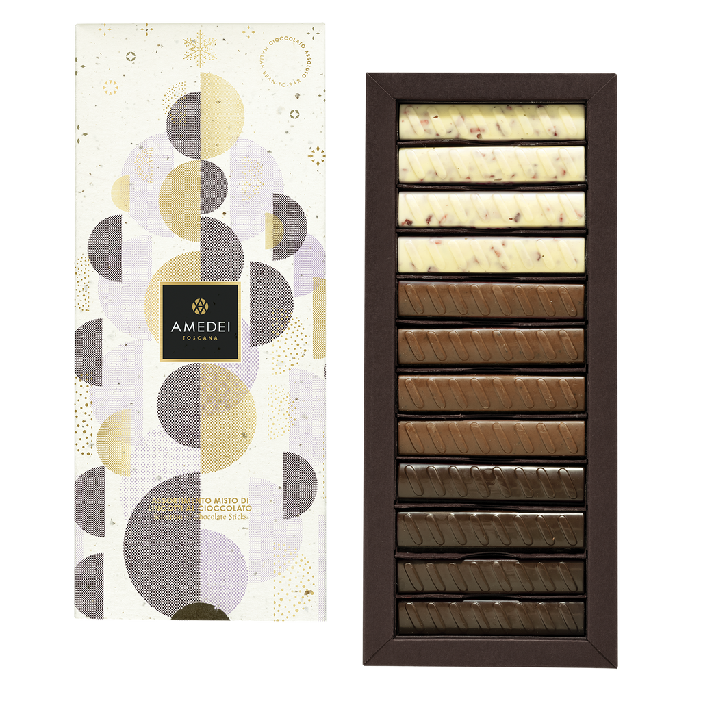 Amedei Armonia Toscana chocolate gift box with 12 elegant assorted bars