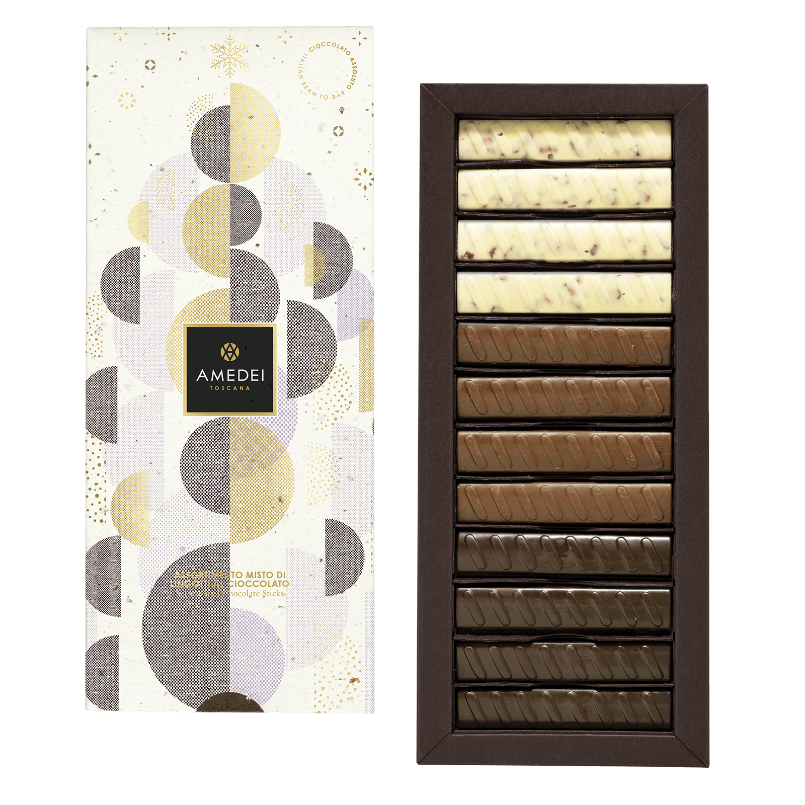 Amedei Armonia Toscana chocolate gift box with 12 elegant assorted bars