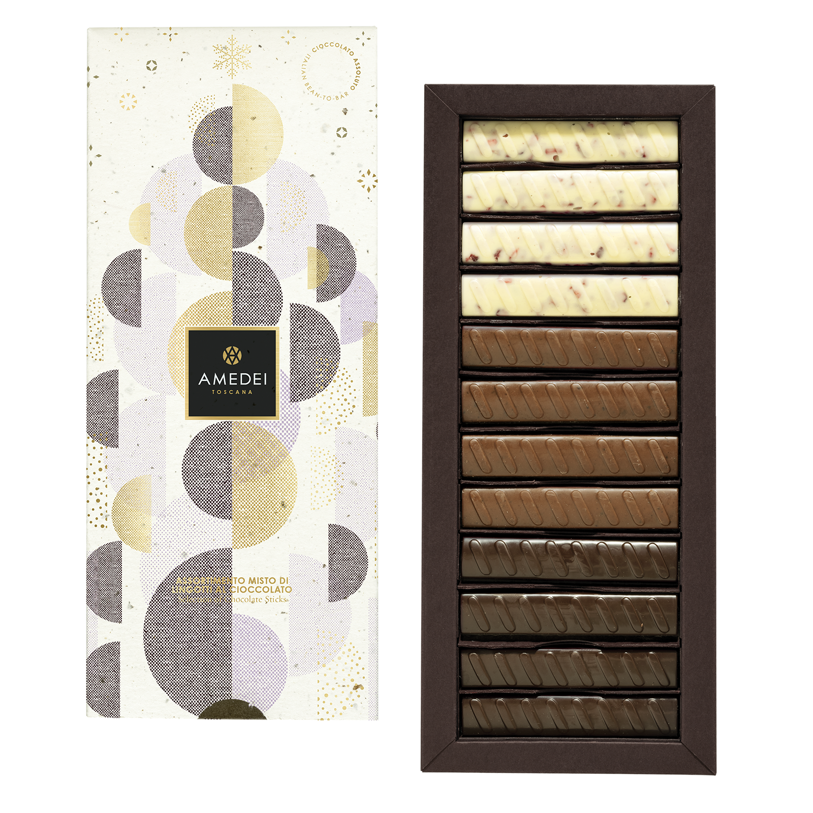 Amedei Armonia Toscana chocolate gift box with 12 elegant assorted bars