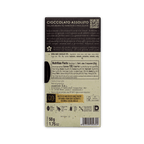 Back of Amedei Cioccolato Assoluto 70% extra dark chocolate box with nutrition facts and QR code