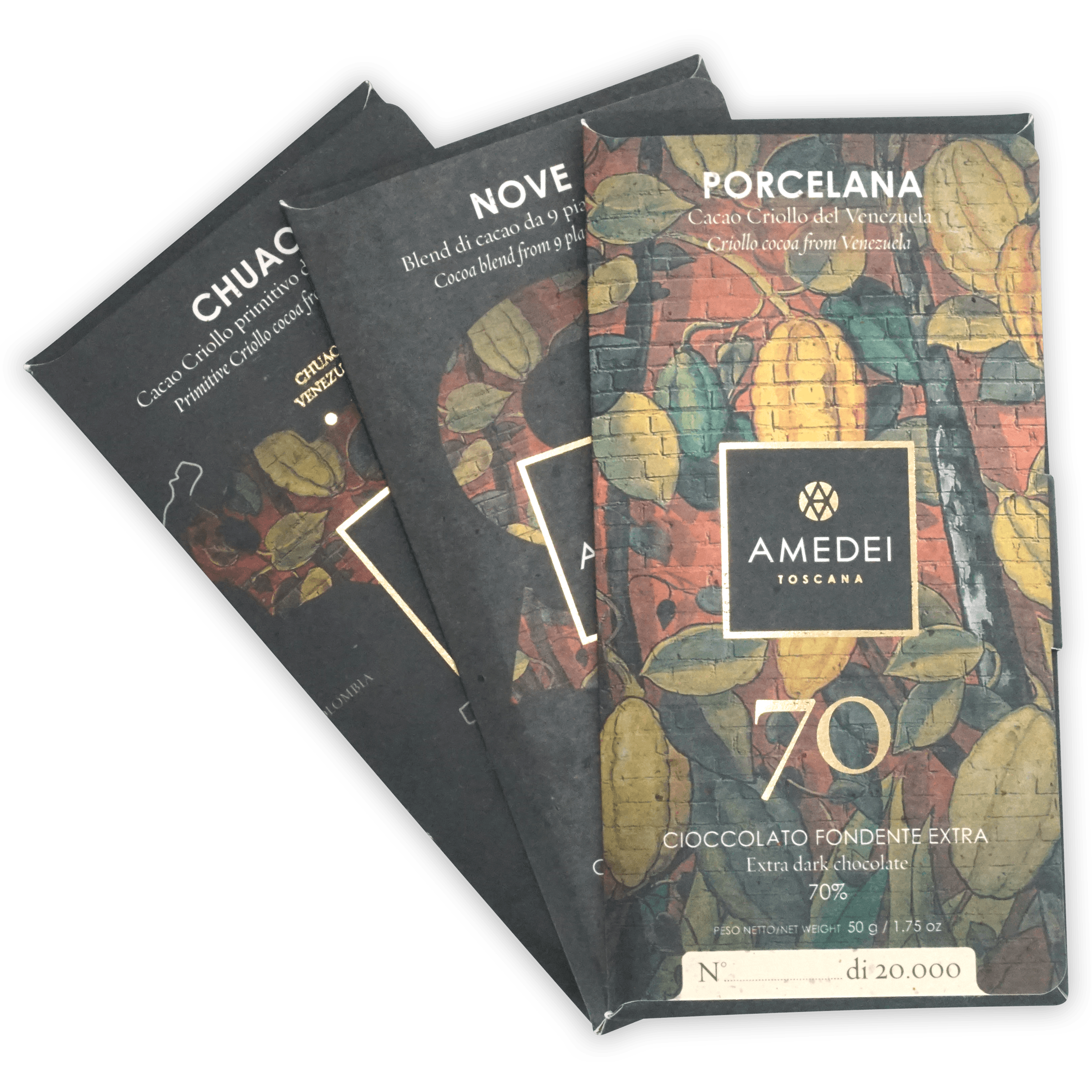 Amedei Toscana Porcelana Chuao Signature 9 dark chocolate bar 3-pack