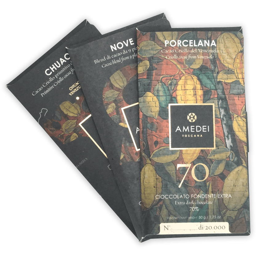 Amedei Toscana Porcelana Chuao Signature 9 dark chocolate bar 3-pack