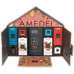 Amedei Chocolate Gift Box Fabbrica with assorted bars in blue, red, white packaging