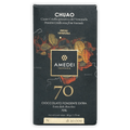 Amedei Toscana 70% extra dark chocolate bar in Chuao 70% product display
