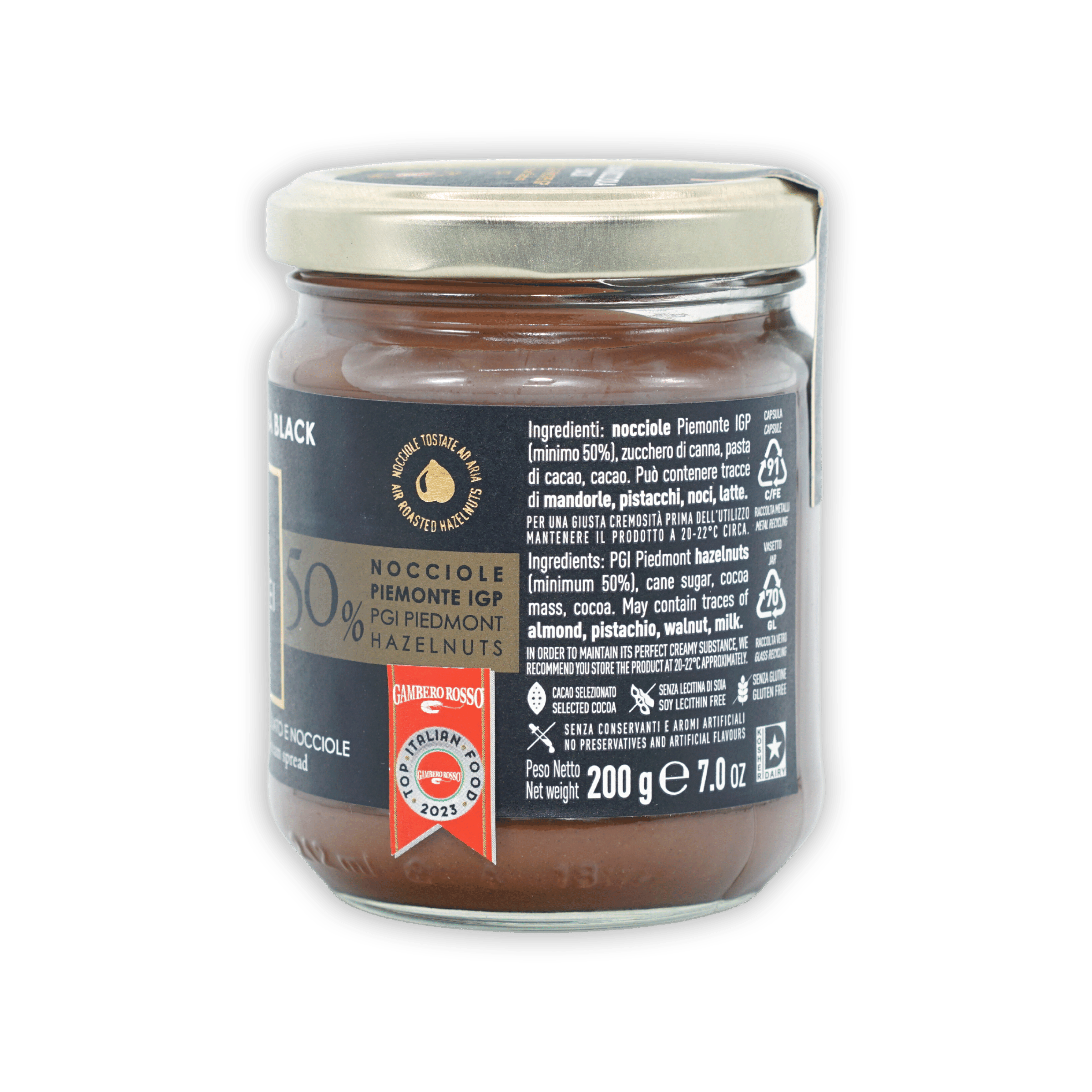 Amedei Crema Nocciola Black Spread jar with silver lid