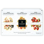 Amedei Toscana limited edition fruit chocolate eggs trio with pistachio, hazelnut, strawberry designs