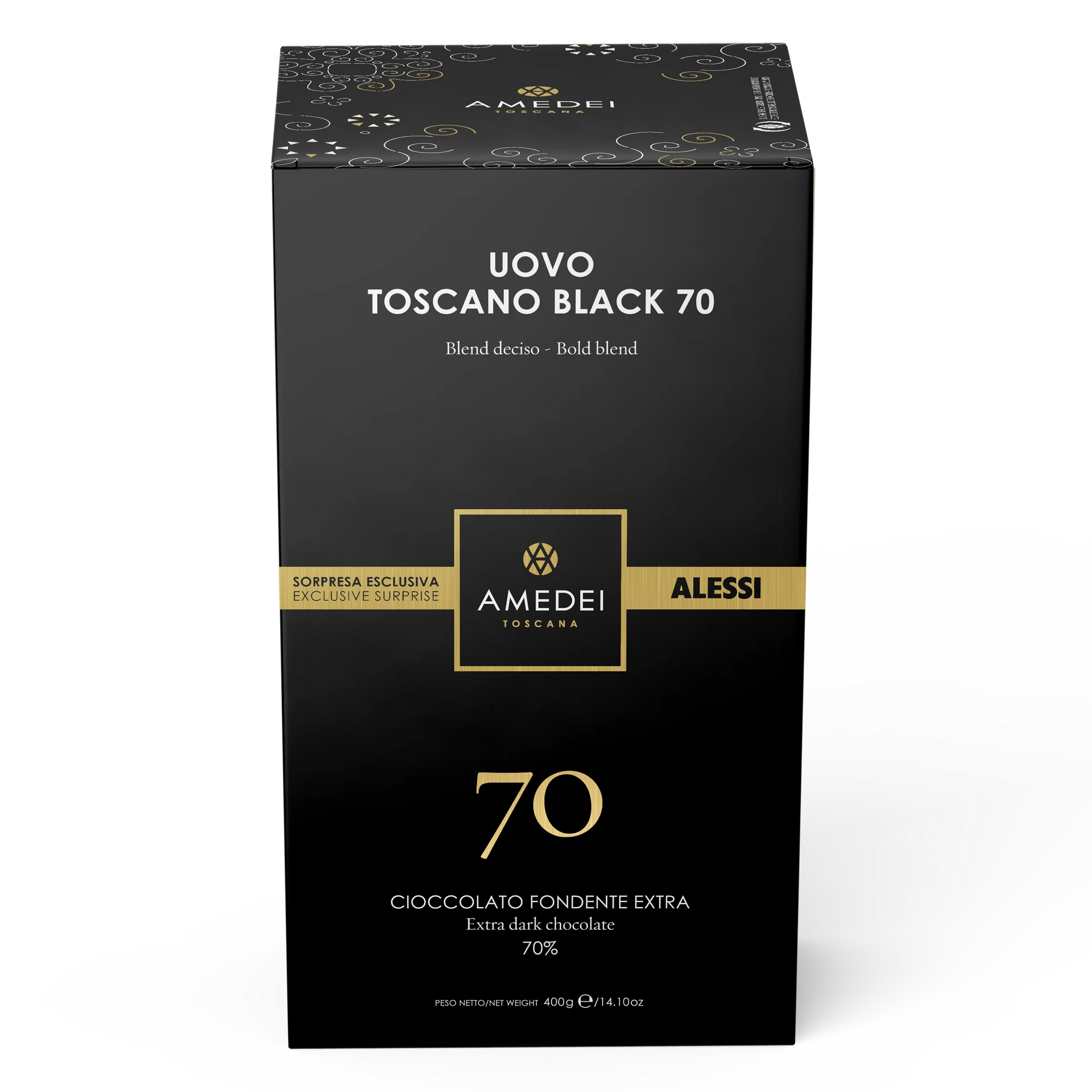 Amedei Uovo Toscano Black 70 chocolate packaging 