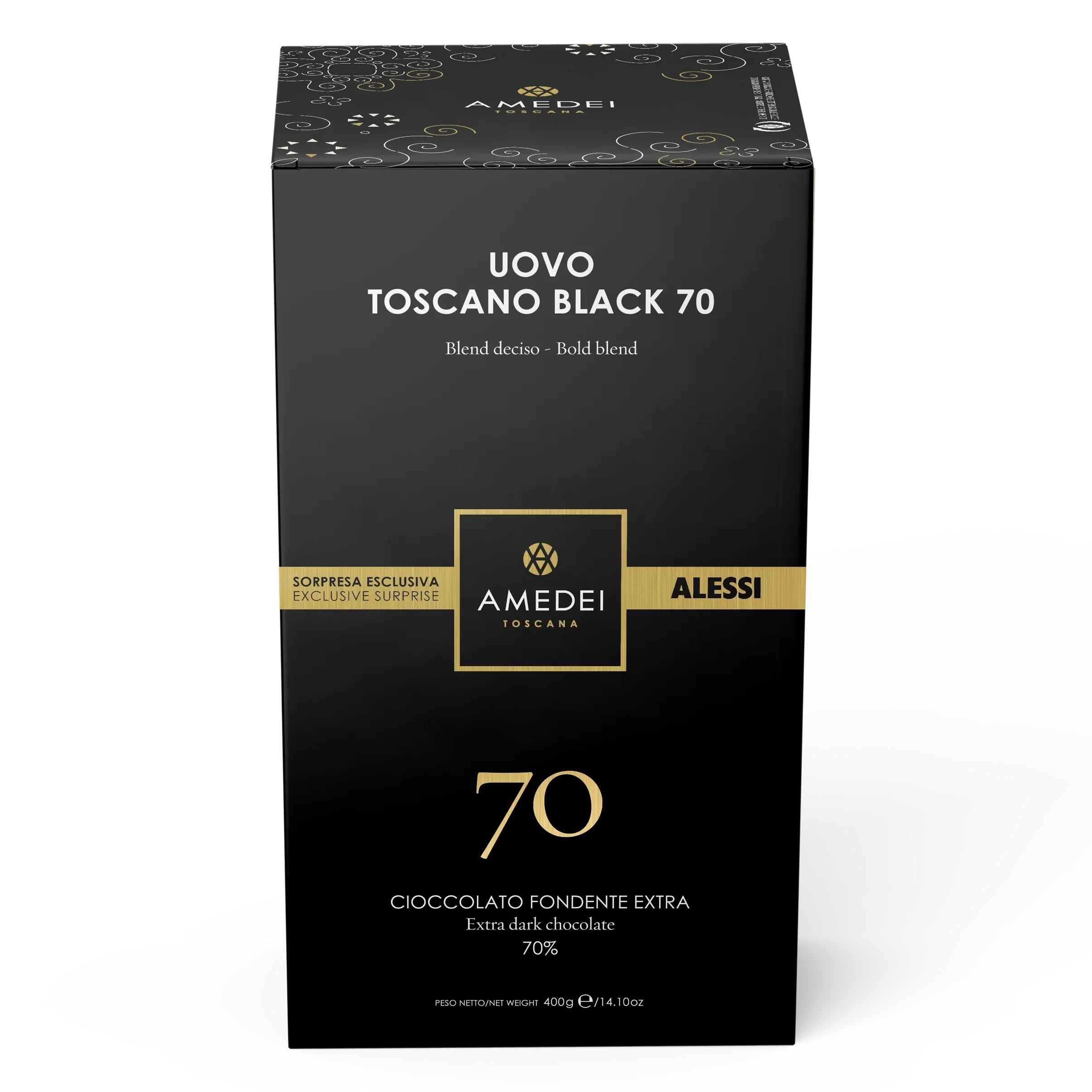 Amedei Uovo Toscano Black 70 chocolate packaging 