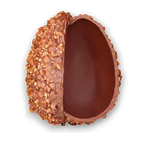 Amedei Grand Easter Egg milk chocolate with textured golden shell and smooth brown hazelnut interior