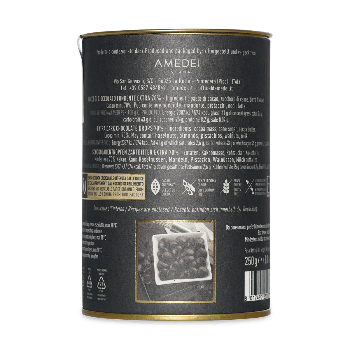 Amedei Toscano Black 70% Dark Chocolate Chips – Bar & Cocoa