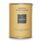 Amedei Toscana flaked chocolate tin, 62% hot chocolate flakes, speckled yellow exterior