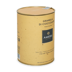 Amedei Toscana flaked chocolate golden tin with yellow speckled exterior