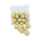 Amedei Pralines White w/ Hazelnut Filling in clear bag with spilling golden truffles