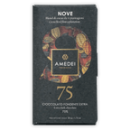 Amedei Signature Nove 75% extra dark chocolate bar in sleek black package