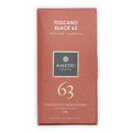 Amedei Toscano Black 63% extra dark chocolate bar in reddish-brown wrapper