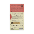 Back of Amedei Toscano Gianduja box with ingredients listing Piedmont Hazelnut, nutrition facts, and QR code.