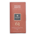 Amedei Toscano Black 63% extra dark chocolate bar in reddish-brown wrapper