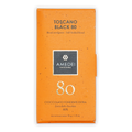 Amedei Toscano Black 80% extra dark chocolate bar in orange wrapper