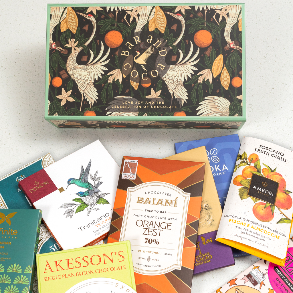 Chocolate Bars of the World Gift Box with Baiani, Amedei, Trinitario bars
