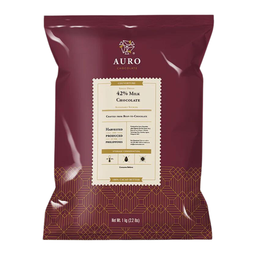 Auro 42% milk chocolate coins 1kg in maroon gold geometric bag
