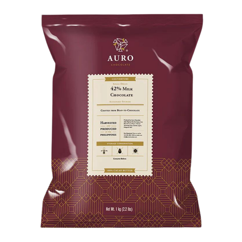 Auro 42% milk chocolate coins 1kg in maroon gold geometric bag