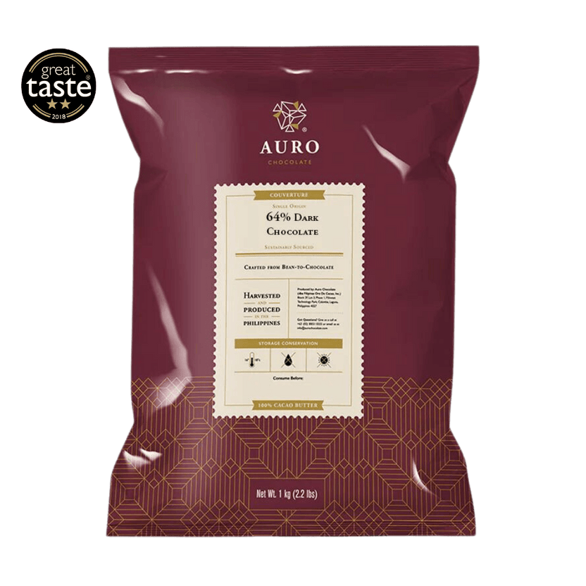 Auro Bulk Baking Dark Chocolate 64% Coins 1kg in maroon gold foil bag