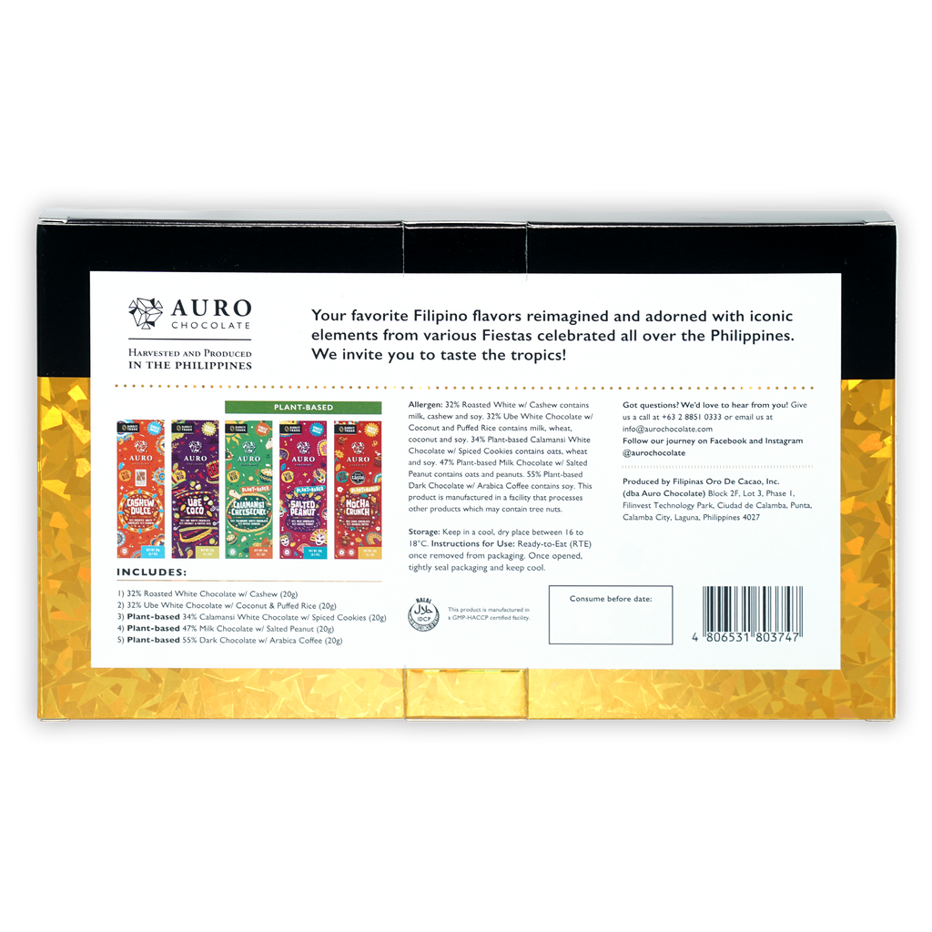 Auro Fiesta Collection gift pack: black gold box with 5 mini bars