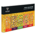 Auro Fiesta Collection gift pack with 5 colorful plant-based mini bars in gold foil box