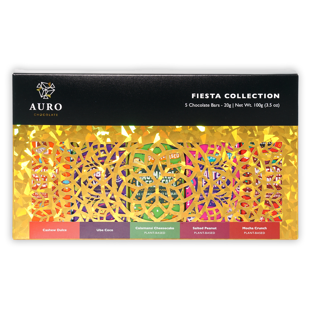 Auro Fiesta Collection gift pack with 5 colorful plant-based mini bars