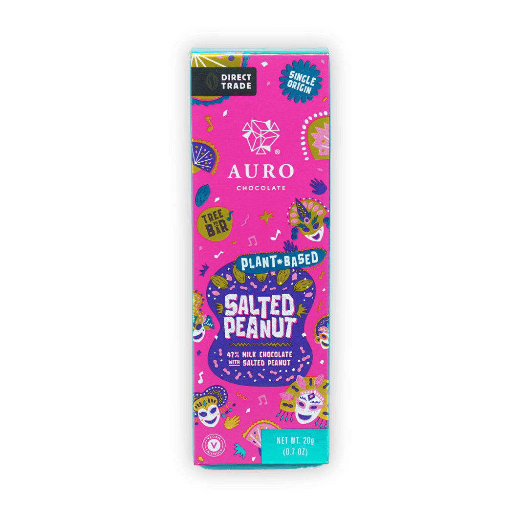 Auro Mini Chocolate Bar Salted Peanut 47% pink teal wrapper