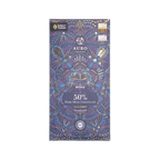 Auro Chocolate Regalo bar, dark blue box with colorful folk pattern, marked 50% Dark Milk Chocolate, Philippine origin.