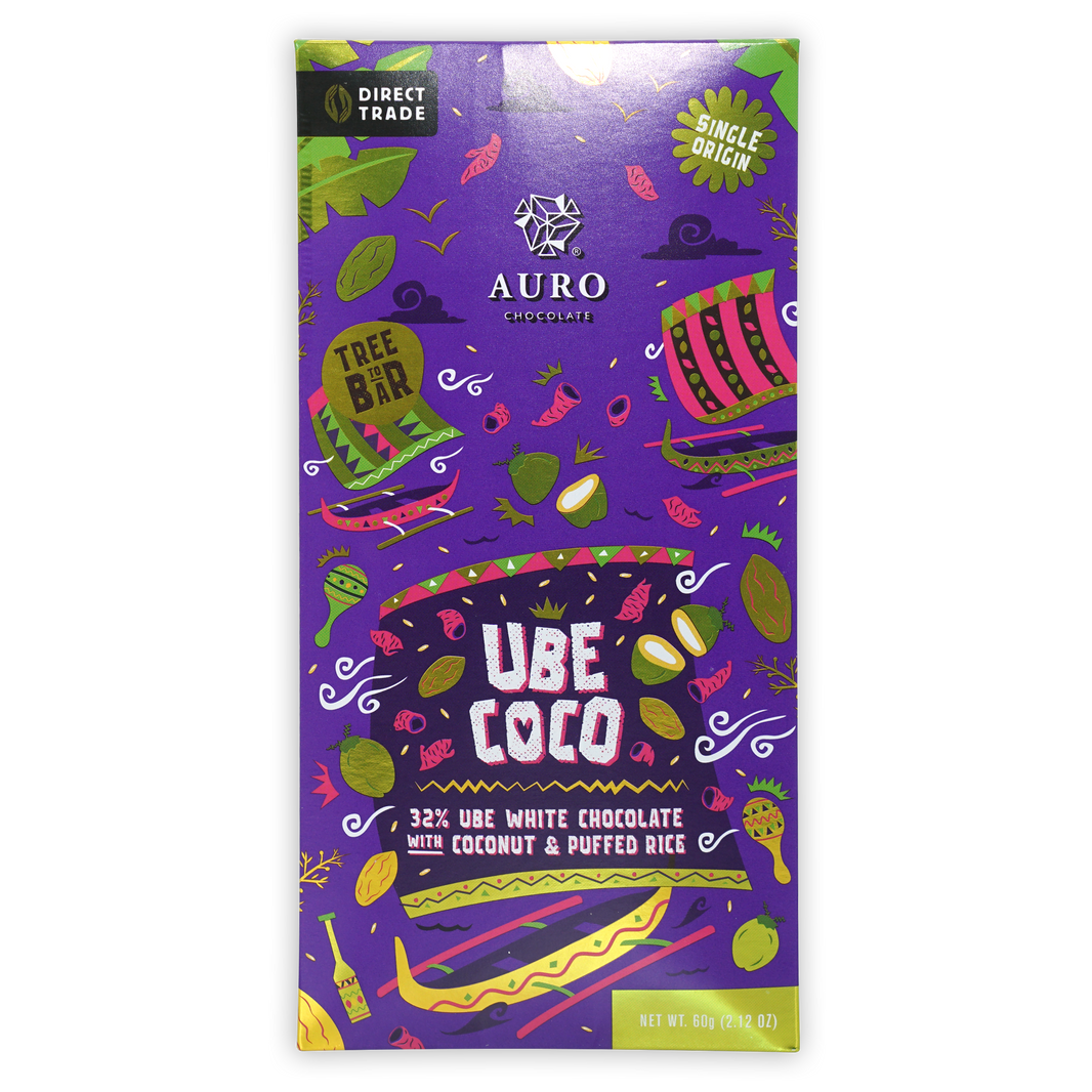 Auro Ube White Chocolate w/ Coconut & Puffed Rice 32%