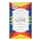 Baiani All We Need Is Love white rice crispies chocolates box with rainbow geometric pattern