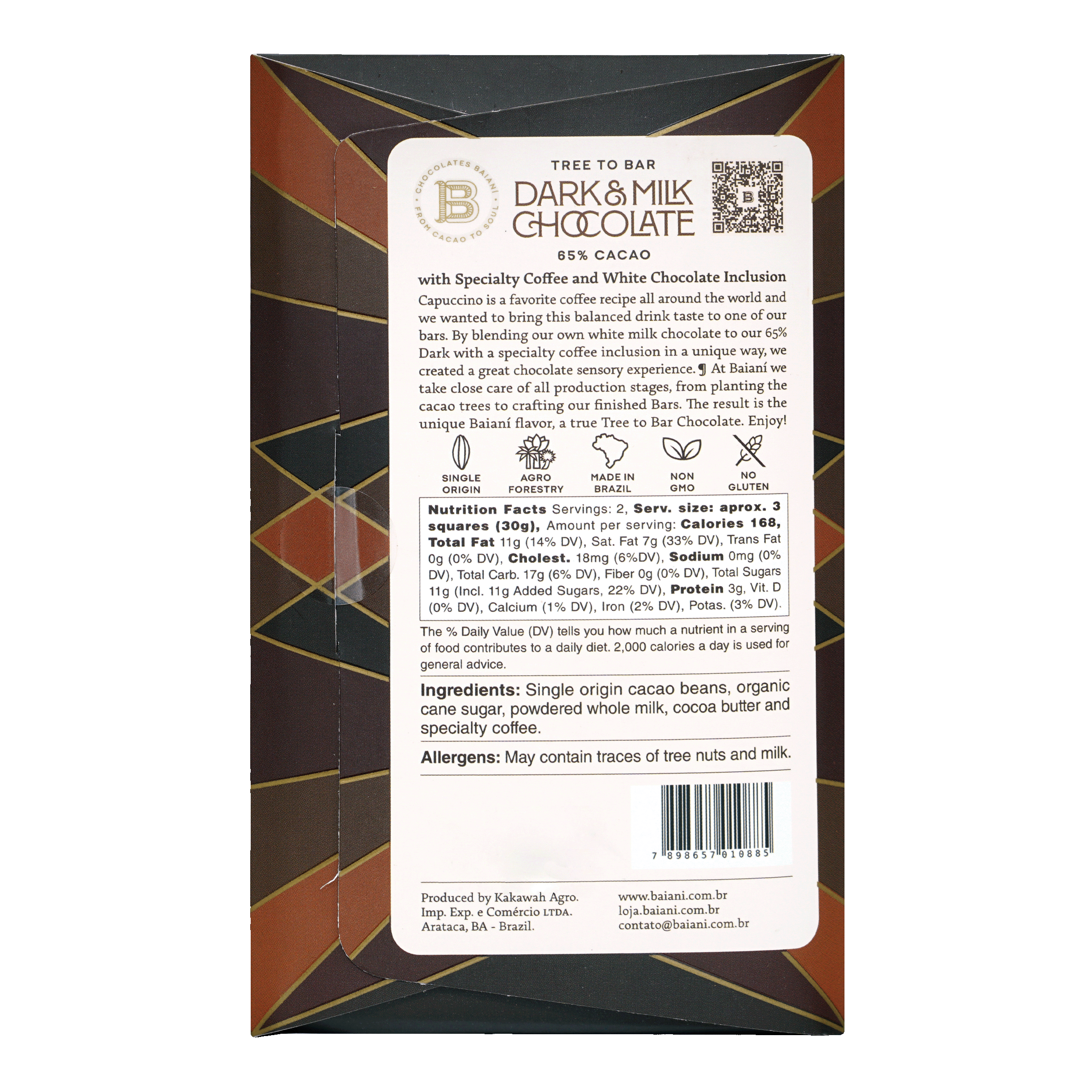 Baiani Brazilian Cappuccino Chocolate 65% – Bar & Cocoa