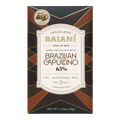Baiani Brazilian Cappuccino 65% dark chocolate bar in elegant gold geometric wrapper
