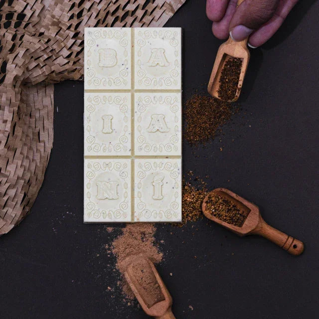 Baiani White Chocolate w/ Brazilian Spices bar with swirls