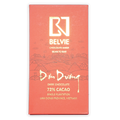 Belvie Don Duong 72% coral-red chocolate bar wrapper with gold lettering