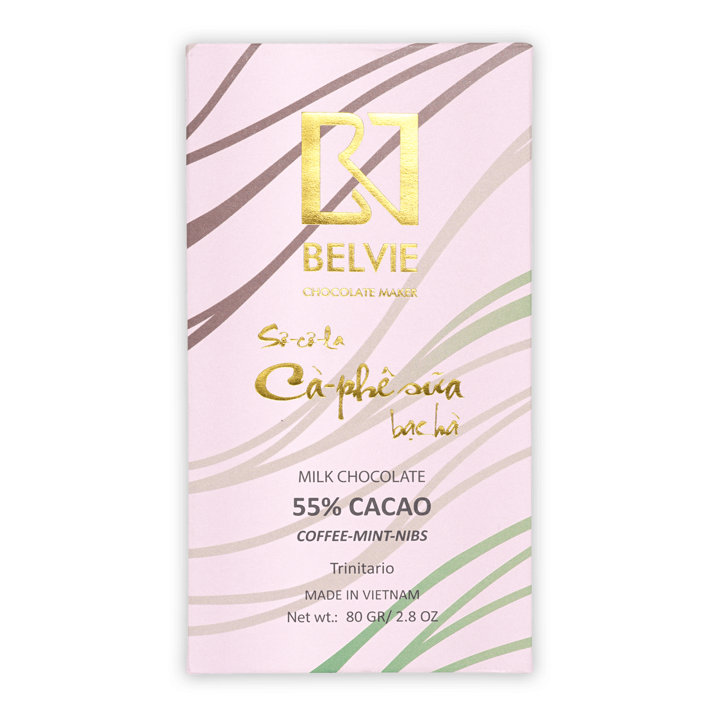 Belvie Dark Milk w/ Coffee, Mint & Nibs 55%