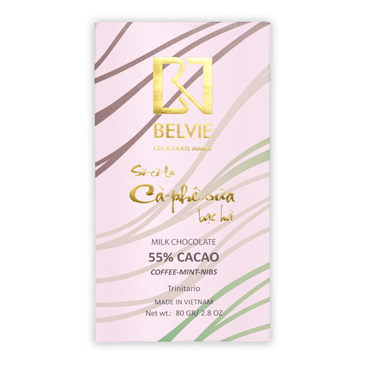 Belvie Dark Milk w/ Coffee, Mint & Nibs 55%